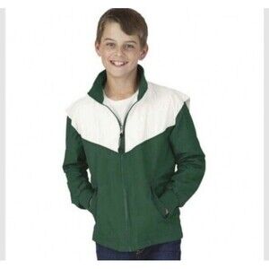 Charles River Apparel Medium Youth NWT Green & White windbreaker Track Jacket
